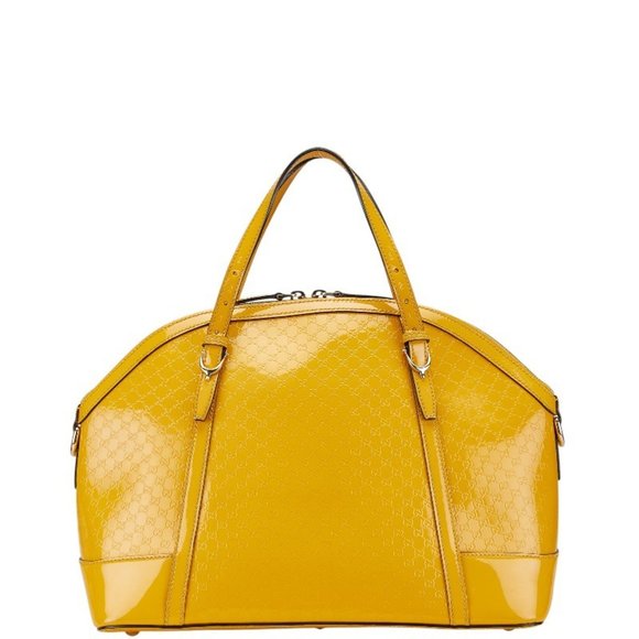 Gucci Micro Guccissima Handbag Tote Bag 809614 Yellow Patent Leather Women's GUC - Picture 1 of 10
